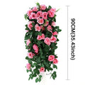 90/80CM Artificial Violet Hanging Flower Vines Plastic Fake Flowers Wall Decor Plants Garland for Wedding Home Garden Decoration