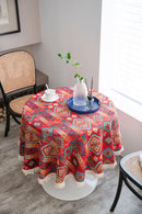 Bohemian Round Tablecloth Geometric Jacquard Cotton Tablecloth Dining Table Tabletop Decor Living Room Bedroom Decoration