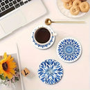 6 pieces 2D wooden coasters celadon theme desktop insulating mat home decoration coffee cup coasters for office restaurant