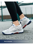 Lightweight Breathable Badminton Shoes Tennis Shoes for Men Women with Rotating Buckle Shock Absorption Non-Slip Sports Shoes