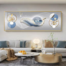 Chinese Style Golden Leaves Deer Canvas Painting Feathers Wall Art Feng Shui Mountain Posters and Prints Living Room No Frame