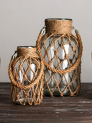 Rustic Hanging Glass Vase Rope Net Dry Flower Glass Vase with Art Hemp Rope  Home Transparent Living Room Decor Table Decoration