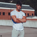 Men Muscle T Shirt Cotton Elasticity Causal Gym Fitness Shirts Short Sleeve Curved Hem Slim Fit Tee Shirt