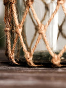 Rustic Hanging Glass Vase Rope Net Dry Flower Glass Vase with Art Hemp Rope  Home Transparent Living Room Decor Table Decoration