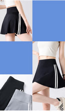 BIVIGAOS Summer Double Stripe Sport Tennis Short Skirts Women Fake Two Piece Stretch Running Fitness Golf A-line Yoga Mini Skirt
