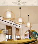 Japanese Bamboo Chandelier Chinese Style Rattan Woven Hanging Light Ceiling Lamp for Home Cafe Bar Decorate Restaurant Lighting