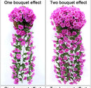 90/80CM Artificial Violet Hanging Flower Vines Plastic Fake Flowers Wall Decor Plants Garland for Wedding Home Garden Decoration