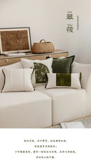 30x50/45x45cm Green Bamboo Throw Pillowcover Chinese Style National Styl Cushion Cover Embroidery Splicing Decoration Pillowcaer