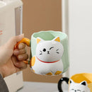 Cartoon 3D Embossed Ceramic Cup Cute Cat Coffee Milk Tea Breakfast Handle Cup Tableware Novelty Gift Home 500ml Mug