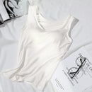 2023 Women's Vest Tops with Built In Bra Neck Vest Solid Color Padded Slim Fit Tank Tops Sexy Shirts Feminino Casual Tank Tops