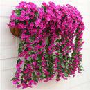 90/80CM Artificial Violet Hanging Flower Vines Plastic Fake Flowers Wall Decor Plants Garland for Wedding Home Garden Decoration