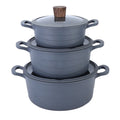 DONNOR 15pcs/6pcs Cookware Set Wave Style Granite Non-stick Frying Pan Soup Pot with Lid Composite Bottom Induction Cooker Safe
