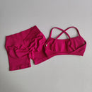 Women's 2-Piece Yoga Suit Seamless Fitness Suit Gym Clothes Sports Bra Impact Shorts Set Workout Set Gym Outfit