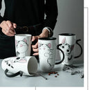 600ml Cute Cat Ceramics Coffee Mug with Lid Large Capacity Animal Mugs Creative Drinkware Coffee Tea Cups Novelty Gifts Milk Cup