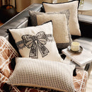 French Retro Waist Cushion Cover 45x45 Bow Embroidery Black and White Striped Throw Pillow Case Living Room Bed Sofa Home Decor