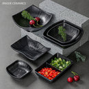 Modern Dinner Set Plates and Dishes Not Easily Broken Melamine Plate Black Cutlery Soy Sauce Dish Kitchen Hotel Tableware