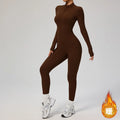 Winter Outfit Set Fleece Yoga Jumpsuits for Women Bodysuit Longsleeve Sport Overall Fitness One-Piece Suit Gym Workout Tracksuit
