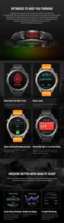 NEW 2025 Zeblaze Stratos 4 GPS Smartwatch 1.43" AMOLED Screen Compass Barometric Altimeter Flashlight Voice Calling Smart Watch