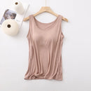 Women's Vest Tops with Bra U-Neck Vest with Padded Bra Slim Fit Tank Tops Sexy Shirts Feminino Casual Slimming Vest Tops