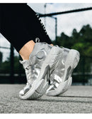 Lightweight Breathable Badminton Shoes Tennis Shoes for Men Women with Rotating Buckle Shock Absorption Non-Slip Sports Shoes