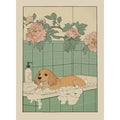Japanese Bathroom Art Poster Cute Animals in Bathtub Canvas Printed Decorative Painting, Used for Bathroom Decoration, Frameless