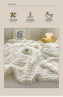 Tuscan Faux Rabbit Fur Warm Weighted Blankets for Bed Luxury Faux Lamb's Wool Double Blanket Soft Fluffy Warmth Double Blanket