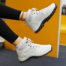 Women Sports Shoes White Casual Non Slip Running Shoes Outdoor Hiking Climbing Waterproof Breathable Lace Up Platform Sneakers