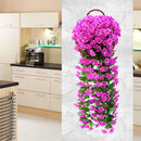 90/80CM Artificial Violet Hanging Flower Vines Plastic Fake Flowers Wall Decor Plants Garland for Wedding Home Garden Decoration