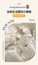 Tuscan Faux Rabbit Fur Warm Weighted Blankets for Bed Luxury Faux Lamb's Wool Double Blanket Soft Fluffy Warmth Double Blanket