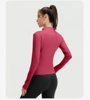Outdoor Sports Jacket Running Fitness Long Sleeved Women Slim Yoga Clothes Quick Dry Zipper Cardigan Stand Up Collar Skinny Coat
