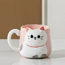 Cartoon 3D Embossed Ceramic Cup Cute Cat Coffee Milk Tea Breakfast Handle Cup Tableware Novelty Gift Home 500ml Mug