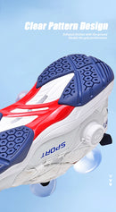 Lightweight Breathable Badminton Shoes Tennis Shoes for Men Women with Rotating Buckle Shock Absorption Non-Slip Sports Shoes