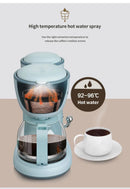 600ML American Coffee Maker Household Small Automatic Drip Mini Coffee Pot Flower Teapot Dual-Purpose Hot Drink 220V