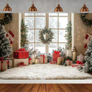 Winter Christmas Tree Photography Backdrop Snowman Giftbox Family Xmas Eve Party Decor Fireplace New Year Background Props