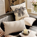 French Retro Waist Cushion Cover 45x45 Bow Embroidery Black and White Striped Throw Pillow Case Living Room Bed Sofa Home Decor