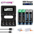 CITYORK 1.5V AA Li ion Rechargeable Battery 3000mWh 1.5 V AA Lithium ion Rechargeable Batteries With1.5V AA AAA Battery Charger