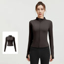 Outdoor Sports Jacket Running Fitness Long Sleeved Women Slim Yoga Clothes Quick Dry Zipper Cardigan Stand Up Collar Skinny Coat
