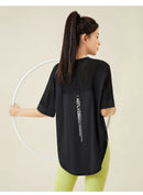 Yoga Clothes Women's Running and Fitness Clothes Hip Covering Long Sports T-shirt Loose Plus Size Short Sleeved Sports Top