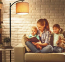 Modern LED Floor Lamp, Standing Arc Floor Lamps with Lantern Lampshade, Tall Reading Light for Bedroom Living Room Office Study