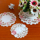 Retro Elegant Rose Flower Placemat Dining Table Decor Cup Pad Nordic Coffee Cup Coaster Kitchen Desktop Decoration