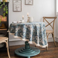Bohemian Round Tablecloth Geometric Jacquard Cotton Tablecloth Dining Table Tabletop Decor Living Room Bedroom Decoration