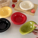 Ins Ceramic Saucer Korean Style Dessert Yogurt Oats Bowl Cream Color Fruit Salad Container Food Display Plate Kitchen Utensils