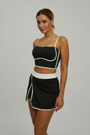 Women's Athletic Set: Padded Crop Top (Built - in Bra) & Skort with Hidden Side Pockets, Moisture - Wicking Fabric for Tennis, G