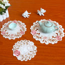 Retro Elegant Rose Flower Placemat Dining Table Decor Cup Pad Nordic Coffee Cup Coaster Kitchen Desktop Decoration