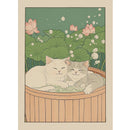 Japanese Bathroom Art Poster Cute Animals in Bathtub Canvas Printed Decorative Painting, Used for Bathroom Decoration, Frameless
