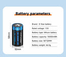CITYORK 1.5V D Size Battery USB Rechargeable Li-ion Batteries D Lipo R20 LR20 Battery for Gas Stove RC Camera Drone Accessories