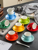 80ml Ceramic Coffee Cup and Saucer Espresso Cups Porcelain Afternoon Teacup Breakfast Milk Mug Cute Pottery Mugs Wholesale