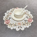 Retro Elegant Rose Flower Placemat Dining Table Decor Cup Pad Nordic Coffee Cup Coaster Kitchen Desktop Decoration