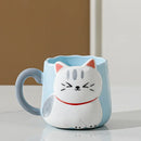 Cartoon 3D Embossed Ceramic Cup Cute Cat Coffee Milk Tea Breakfast Handle Cup Tableware Novelty Gift Home 500ml Mug