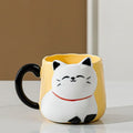 Cartoon 3D Embossed Ceramic Cup Cute Cat Coffee Milk Tea Breakfast Handle Cup Tableware Novelty Gift Home 500ml Mug